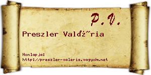 Preszler Valéria névjegykártya